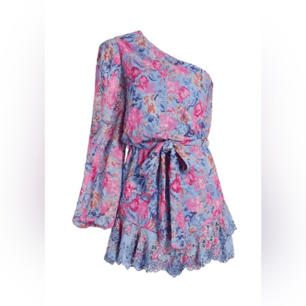 Hemant & Nandita MILA SHORT DRESS WITH TIE UP BELT IN STONE BLUE Size Small